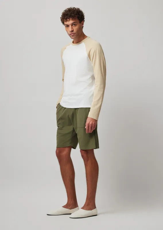 Pique Shorts with Tipping - Army sold by ATM Anthony Thomas Melillo