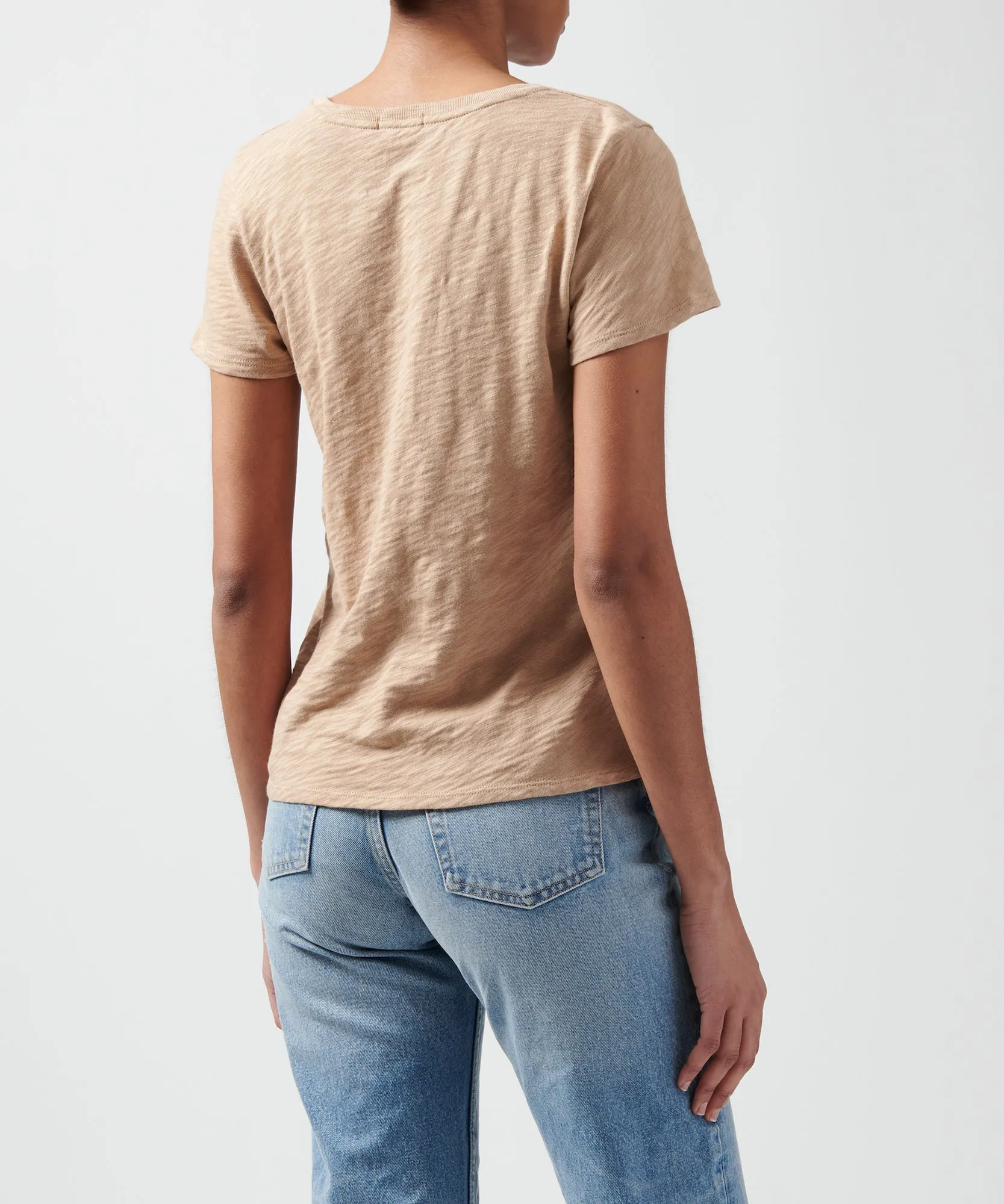 Slub Jersey Schoolboy V-Neck Tee - Camel sold by ATM Anthony Thomas Melillo product image thumbnail 2
