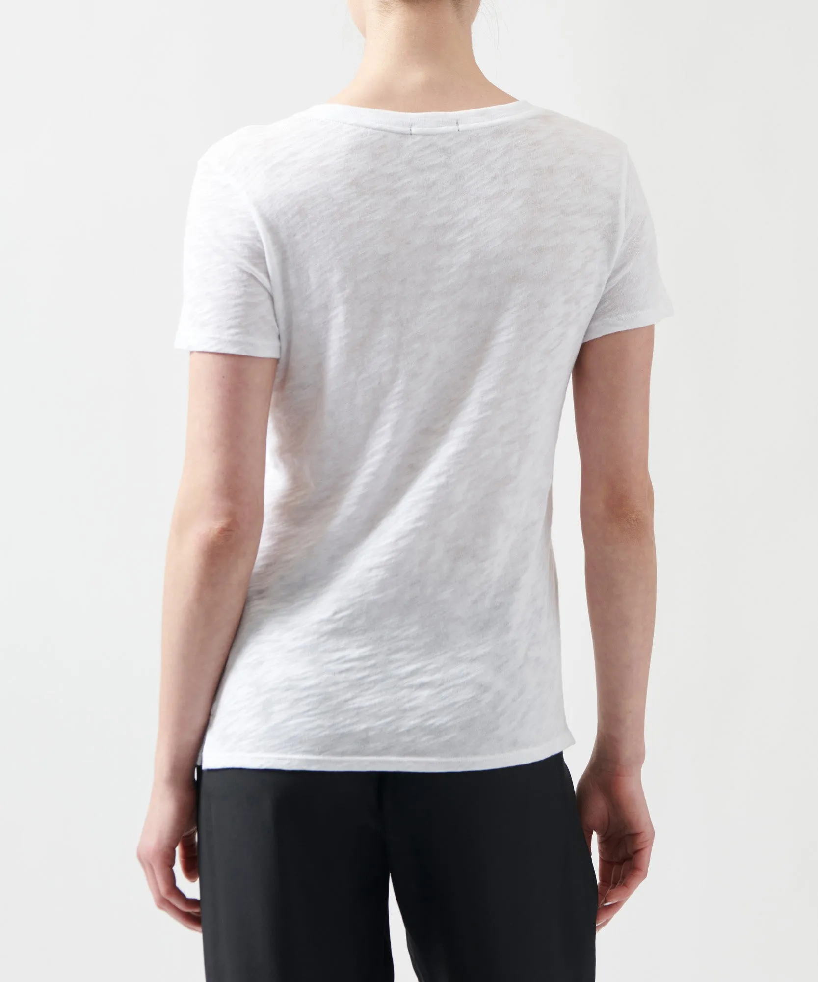 Slub Jersey Schoolboy V-Neck Tee - White sold by ATM Anthony Thomas Melillo product image thumbnail 4