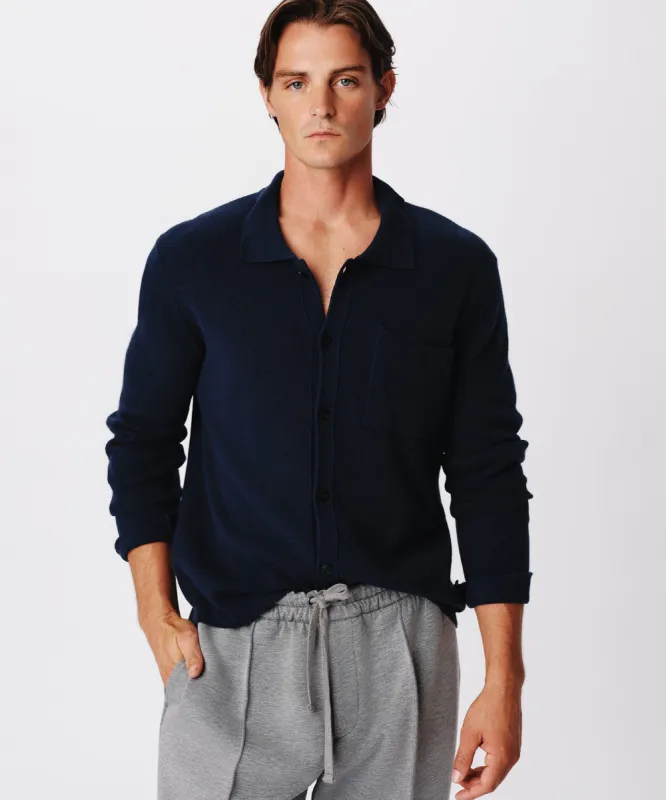 Merino Wool Cotton Cashmere Blend Cardigan Jacket - Midnight sold by ATM Anthony Thomas Melillo