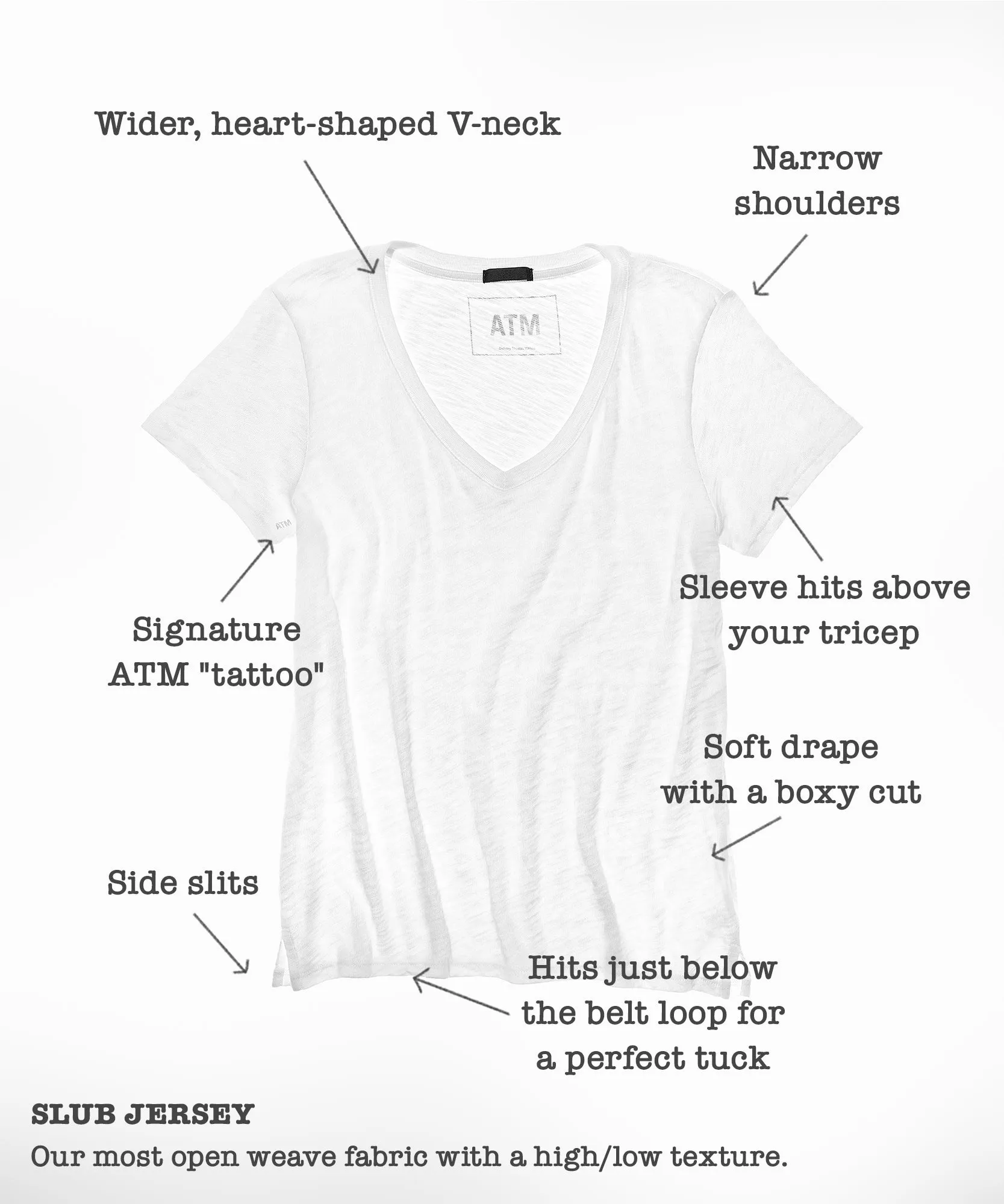 Slub Jersey Schoolboy V-Neck Tee - Black sold by ATM product image thumbnail 4