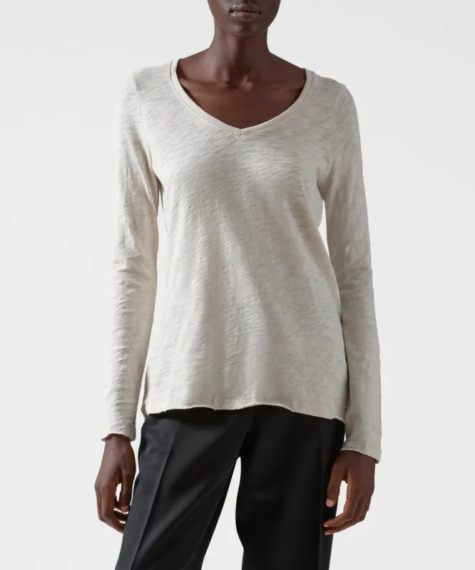 Slub Jersey Long Sleeve V-Neck Tee - Tan sold by ATM Anthony Thomas Melillo