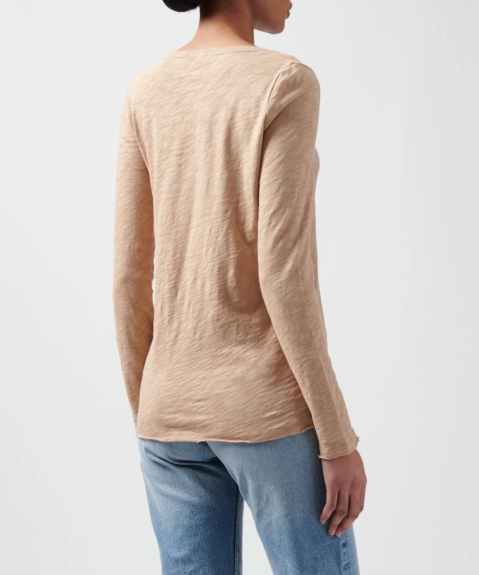 Slub Jersey Long Sleeve V-Neck Tee - Camel sold by ATM Anthony Thomas Melillo product image thumbnail 2