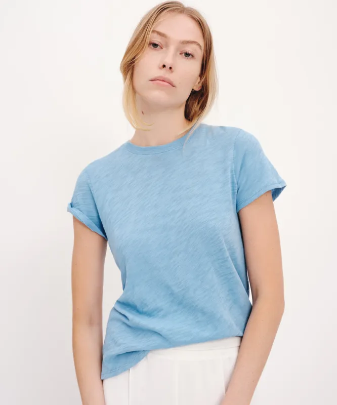 Slub Jersey Schoolboy Short Sleeve Crew Neck Tee - Summer Sky sold by ATM Anthony Thomas Melillo