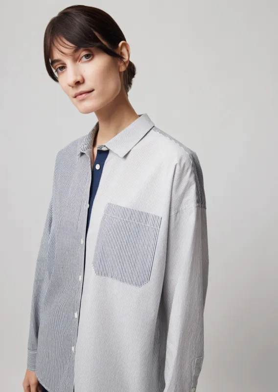 Mixed Stripe Shirting Boyfriend Shirt - Chalk-Ink sold by ATM Anthony Thomas Melillo