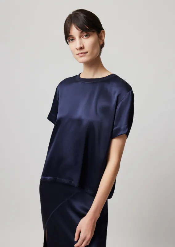 Silk Charmeuse Short Sleeve Boy Tee - Ink sold by ATM Anthony Thomas Melillo