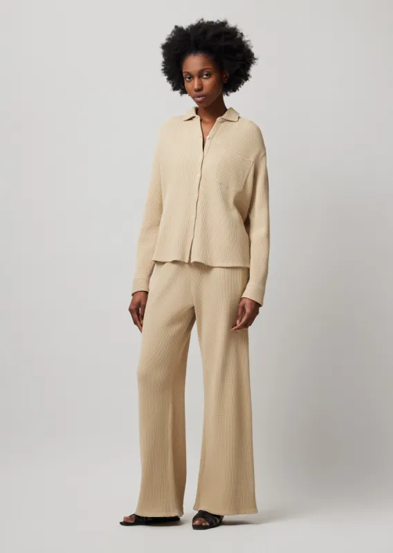 Waffle Wide Leg Pants - Shiitake sold by ATM Anthony Thomas Melillo