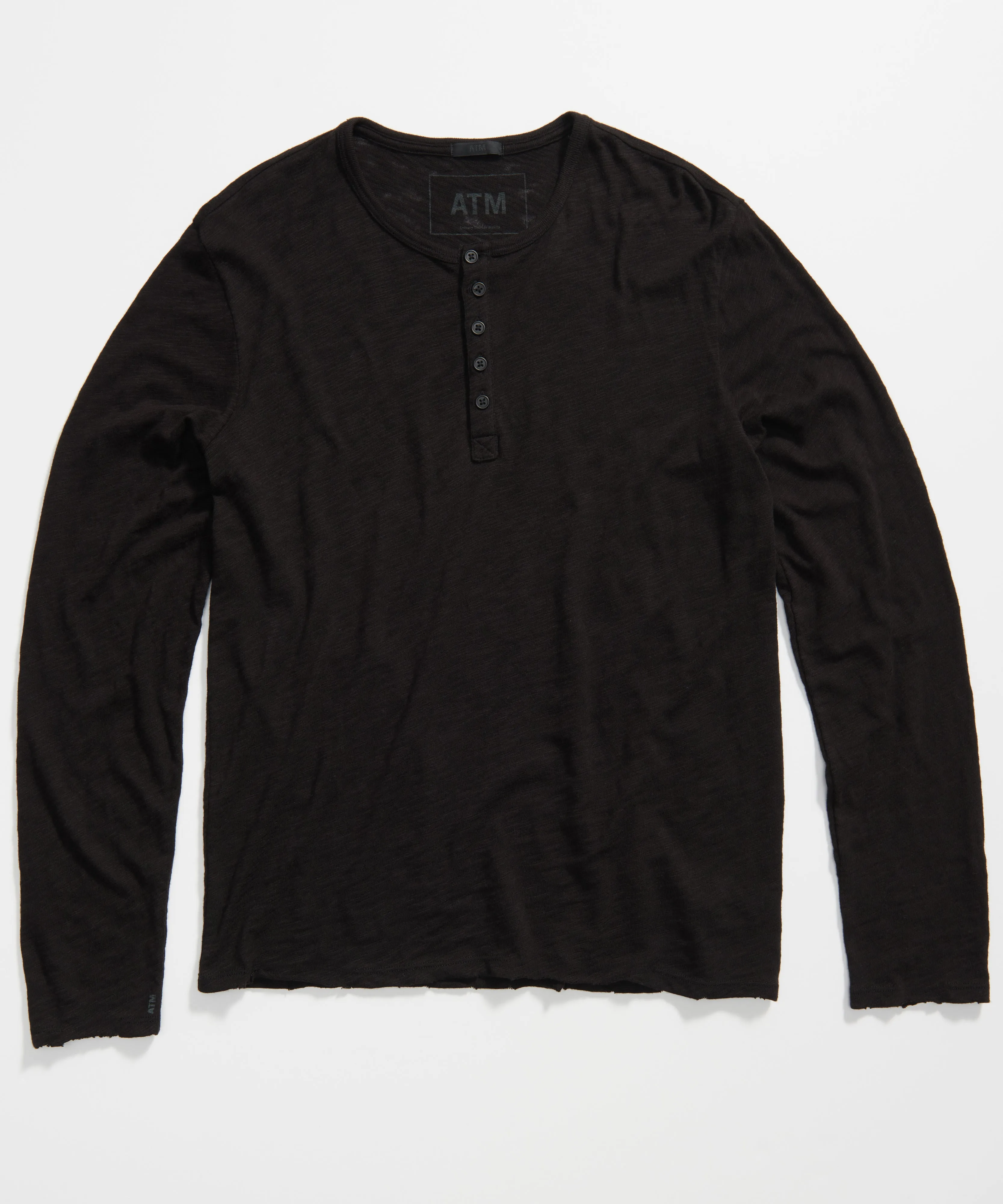Slub Jersey Destroyed Wash Henley - Black sold by ATM product image thumbnail 3