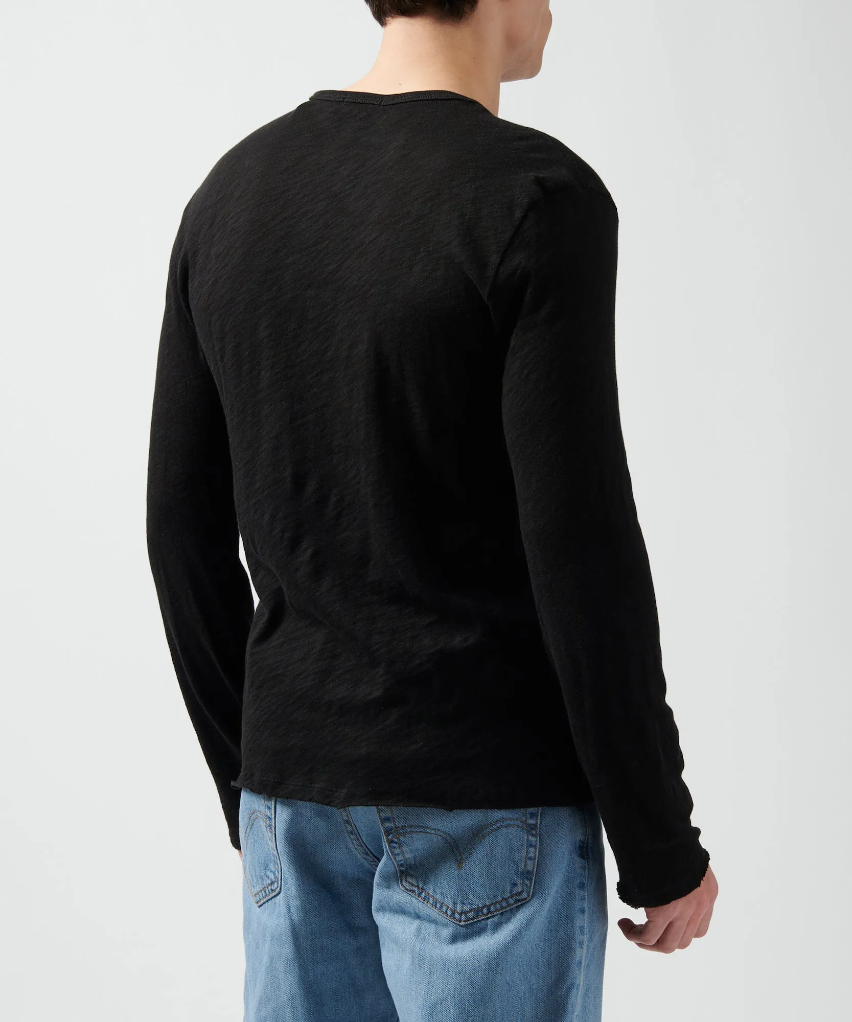 Slub Jersey Destroyed Wash Henley - Black sold by ATM product image thumbnail 2