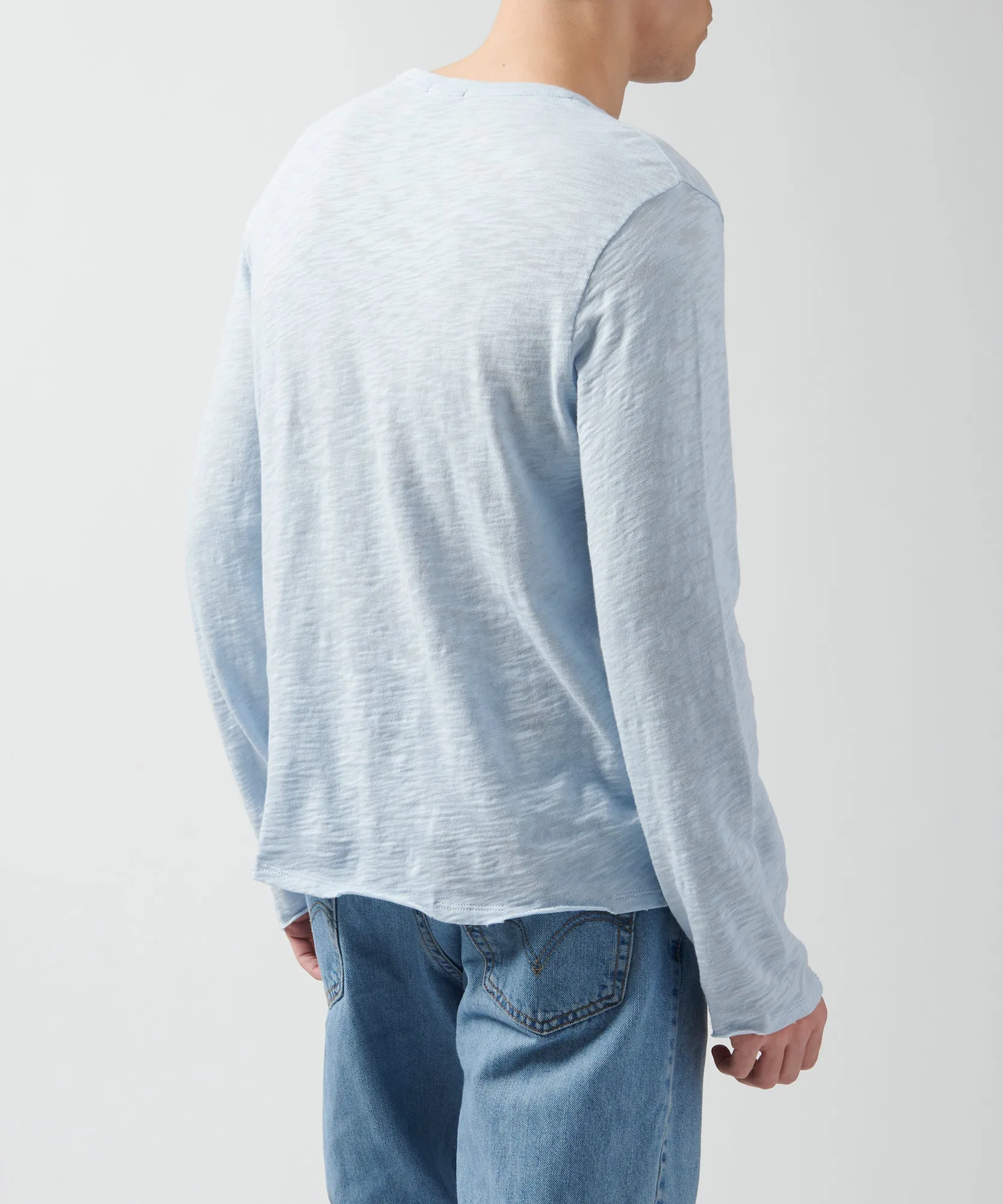 Slub Jersey Long Sleeve Destroyed Wash Tee - Powder Blue sold by ATM product image thumbnail 2