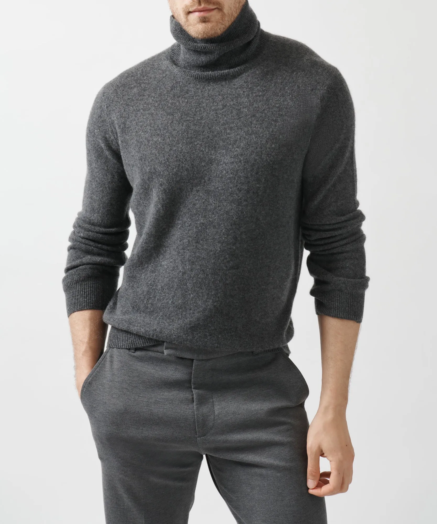 Recycled Cashmere Turtleneck Sweater - Heather Charcoal sold by ATM Anthony Thomas Melillo