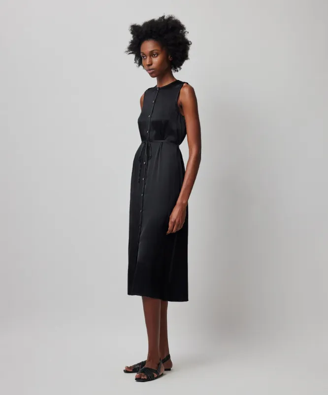 Silk Charmeuse Sleeveless Midi Dress - Black sold by ATM Anthony Thomas Melillo