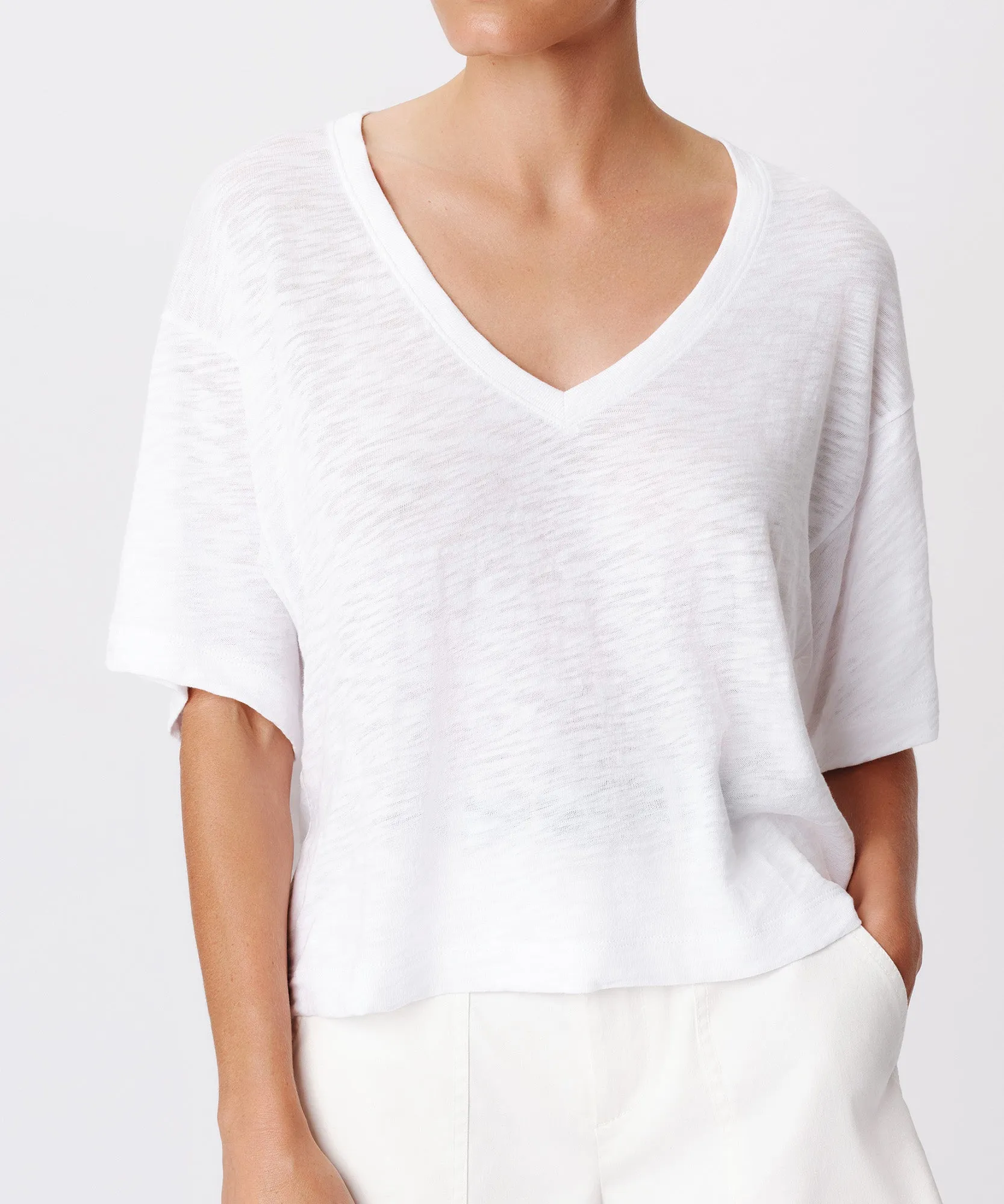 Slub Jersey V-Neck Tee - White sold by ATM Anthony Thomas Melillo