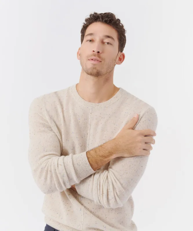 Donegal Cashmere Exposed Seam Crew Neck Sweater - Chalk Multi sold by ATM Anthony Thomas Melillo