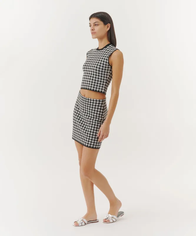 Gingham Jacquard Mini Skirt - Black/ White sold by ATM Anthony Thomas Melillo