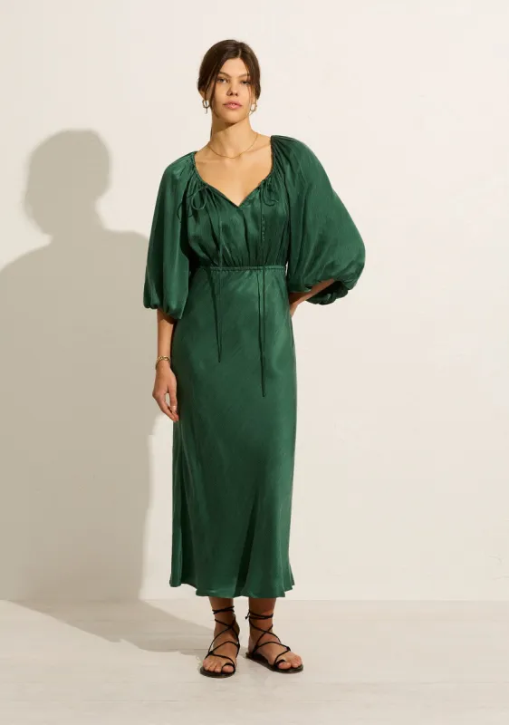green emerald velvet dress Rianne Midi Dress, Xs