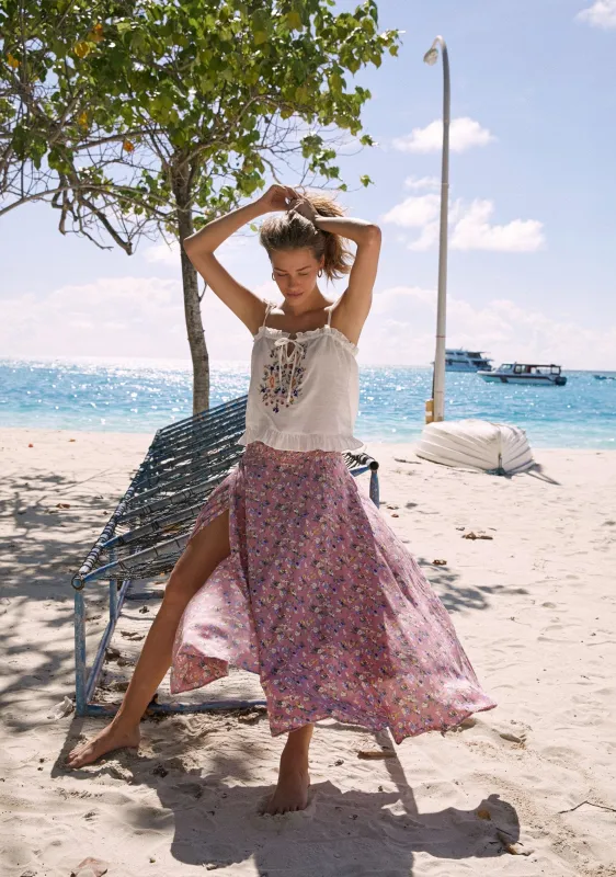 Viola Shirred Waist Maxi Skirt Mauve - R2 sold by Auguste The Label