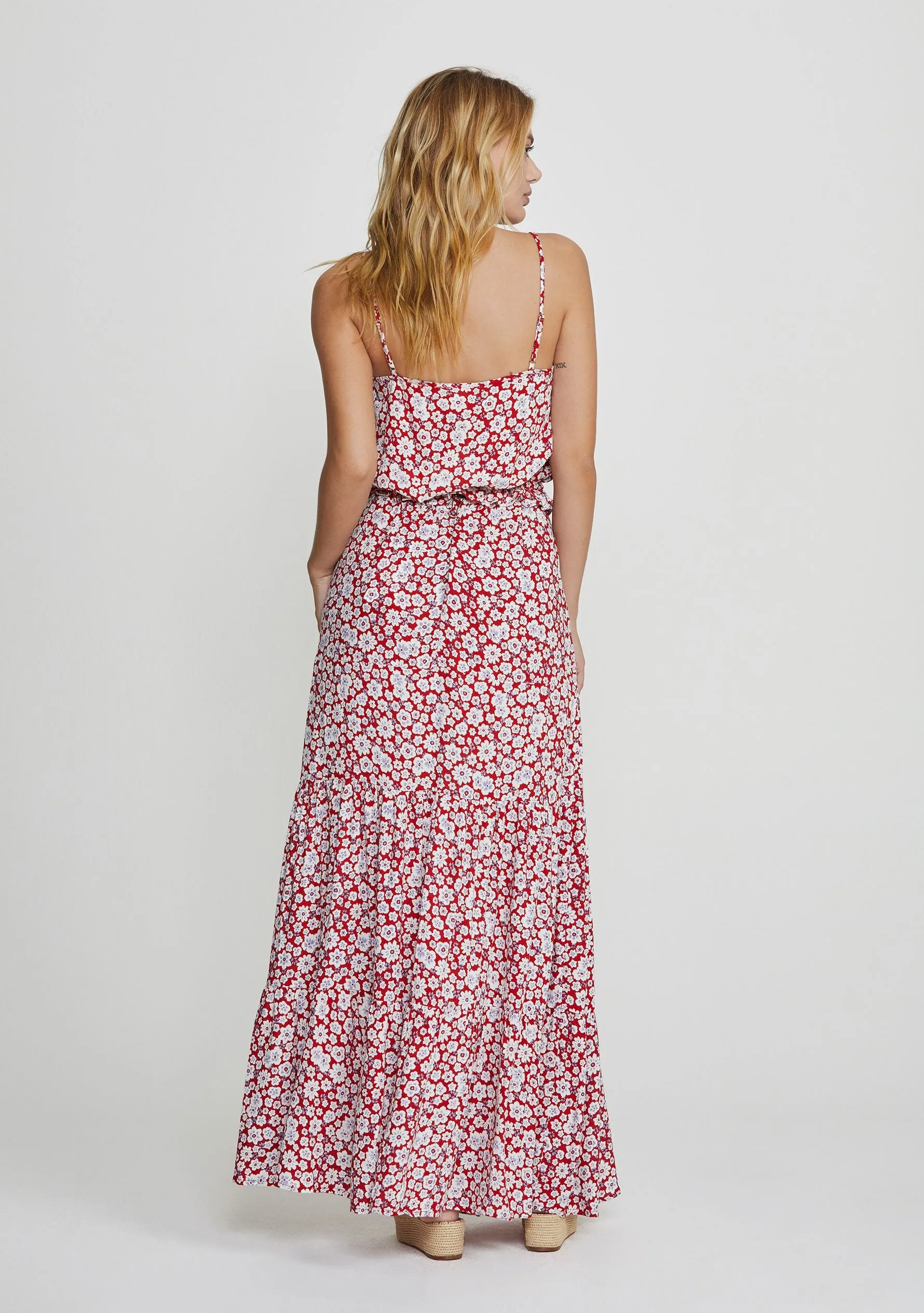 Mila Tiered Maxi Skirt Red - R5 sold by Auguste The Label product image thumbnail 3