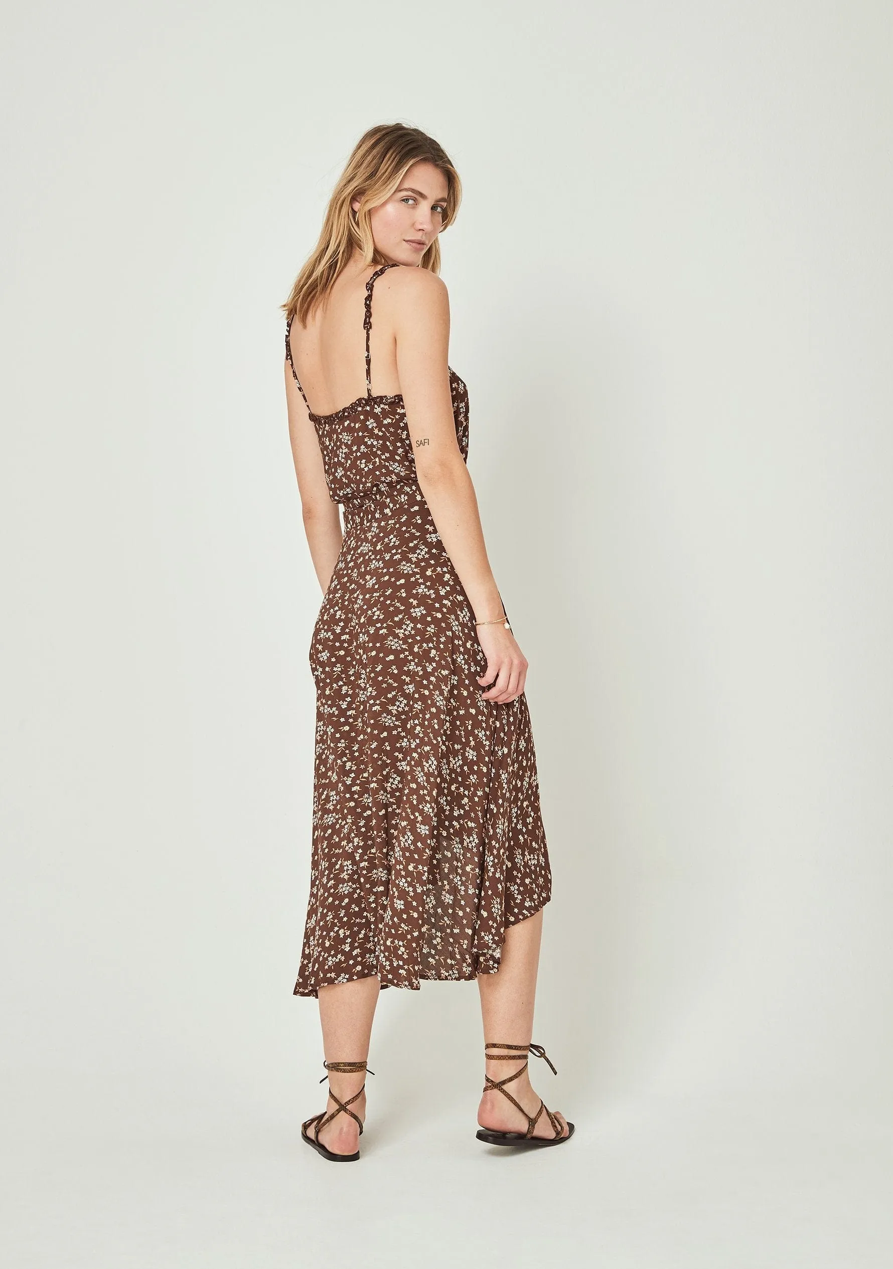 Cleo Fleur Wrap Midi Skirt Brown - R8 sold by Auguste The Label product image thumbnail 4