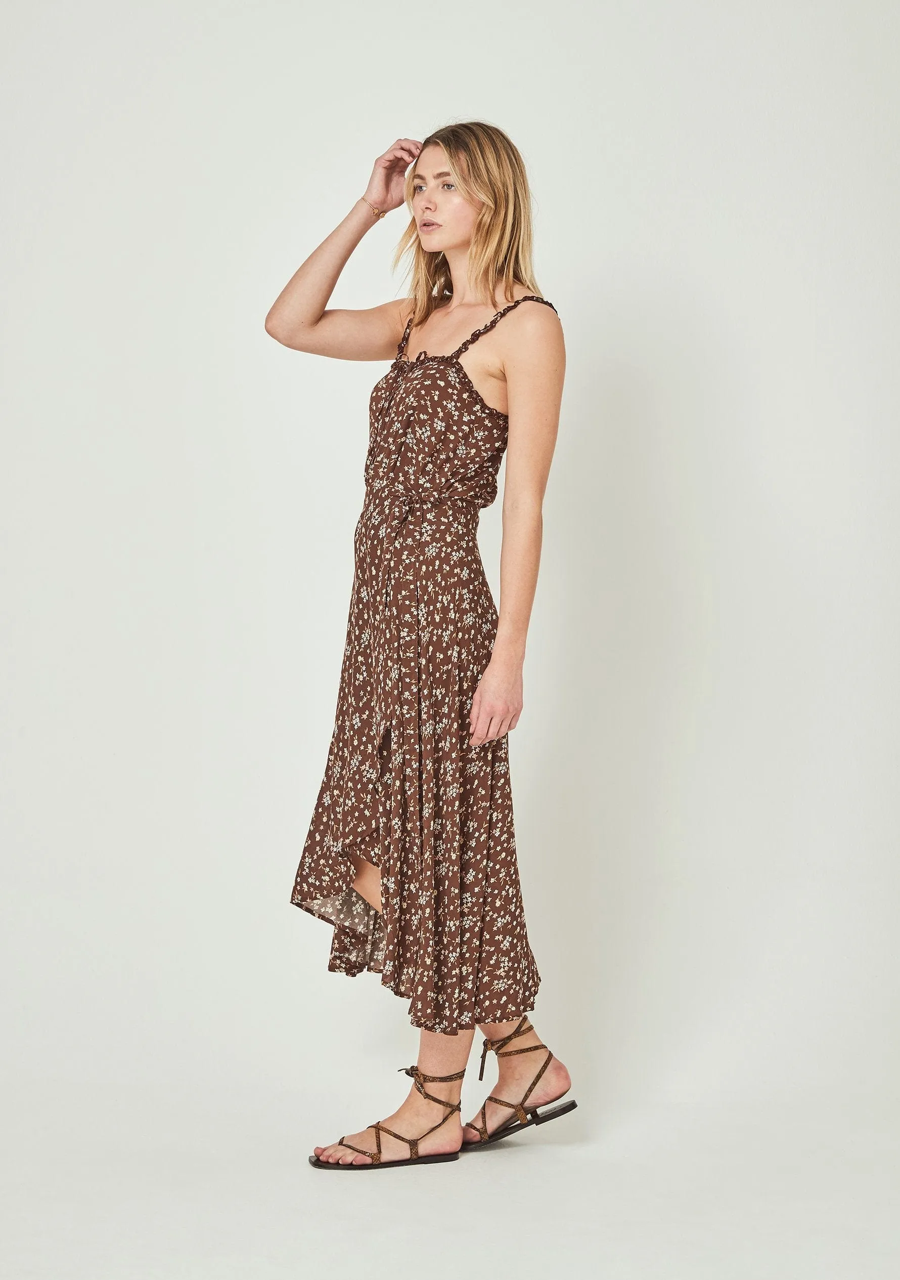 Cleo Fleur Wrap Midi Skirt Brown - R8 sold by Auguste The Label product image thumbnail 3