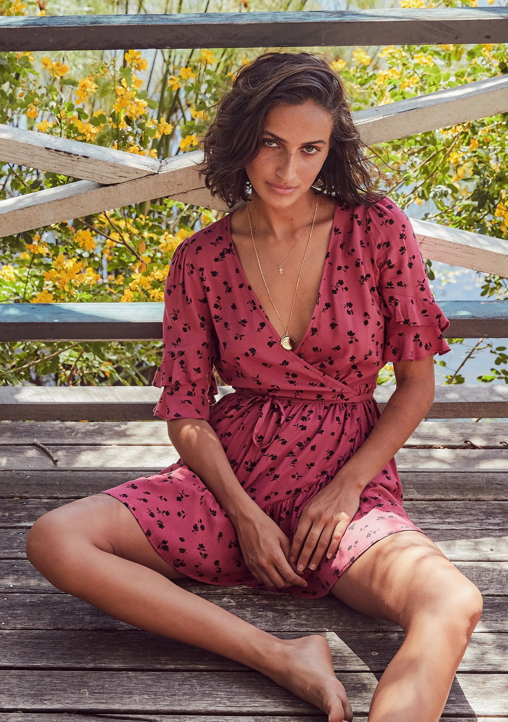 Mabel Poppy Wrap Mini Dress Persian Red - R3 sold by Auguste The Label product image thumbnail 2