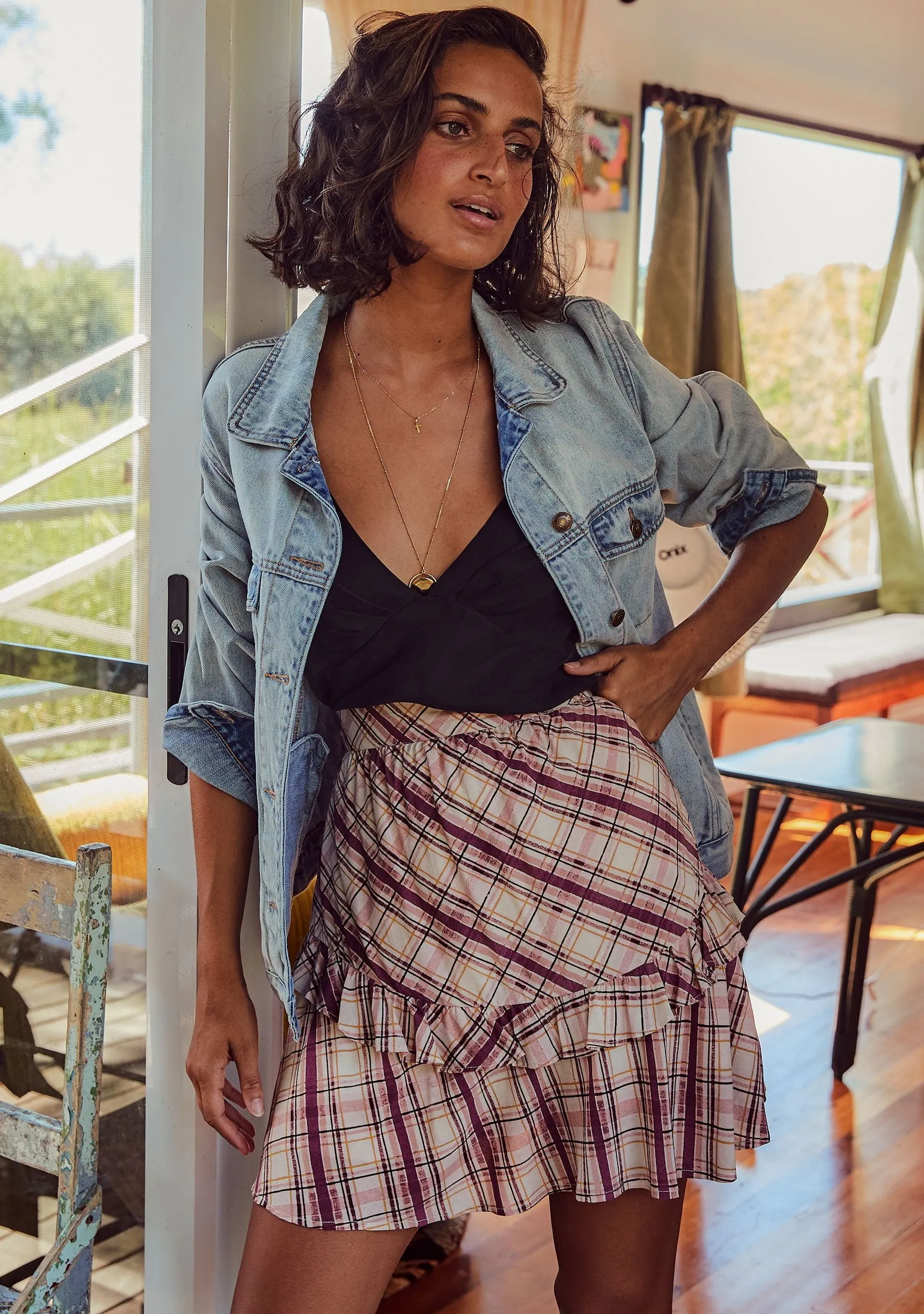 Sloane Hayes Mini Skirt Plum - R8 sold by Auguste The Label product image thumbnail 2