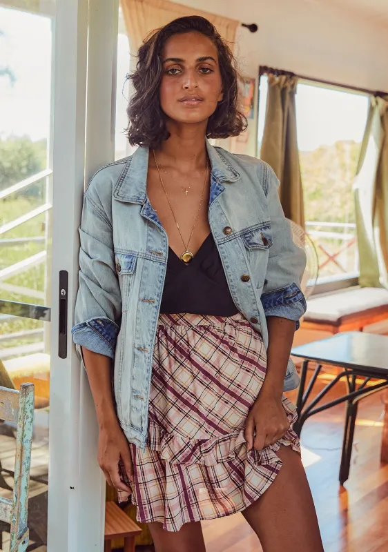 Sloane Hayes Mini Skirt Plum - R8 made by Auguste The Label