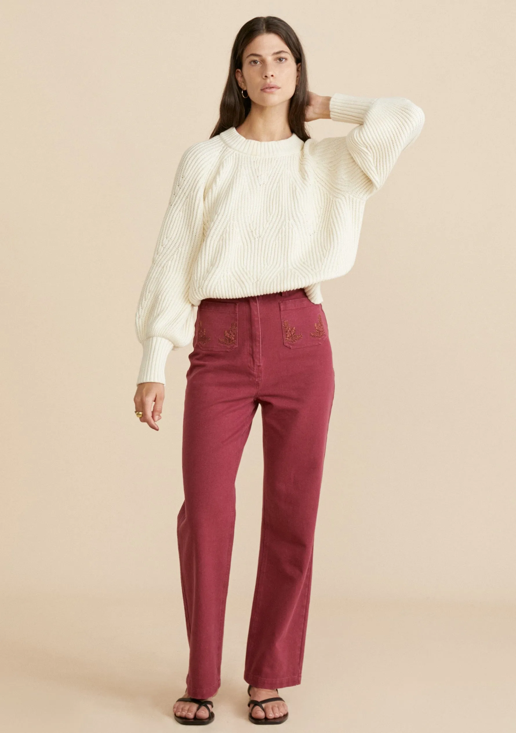 Harper Straight Leg Pant Berry Red - R4 sold by Auguste The Label
