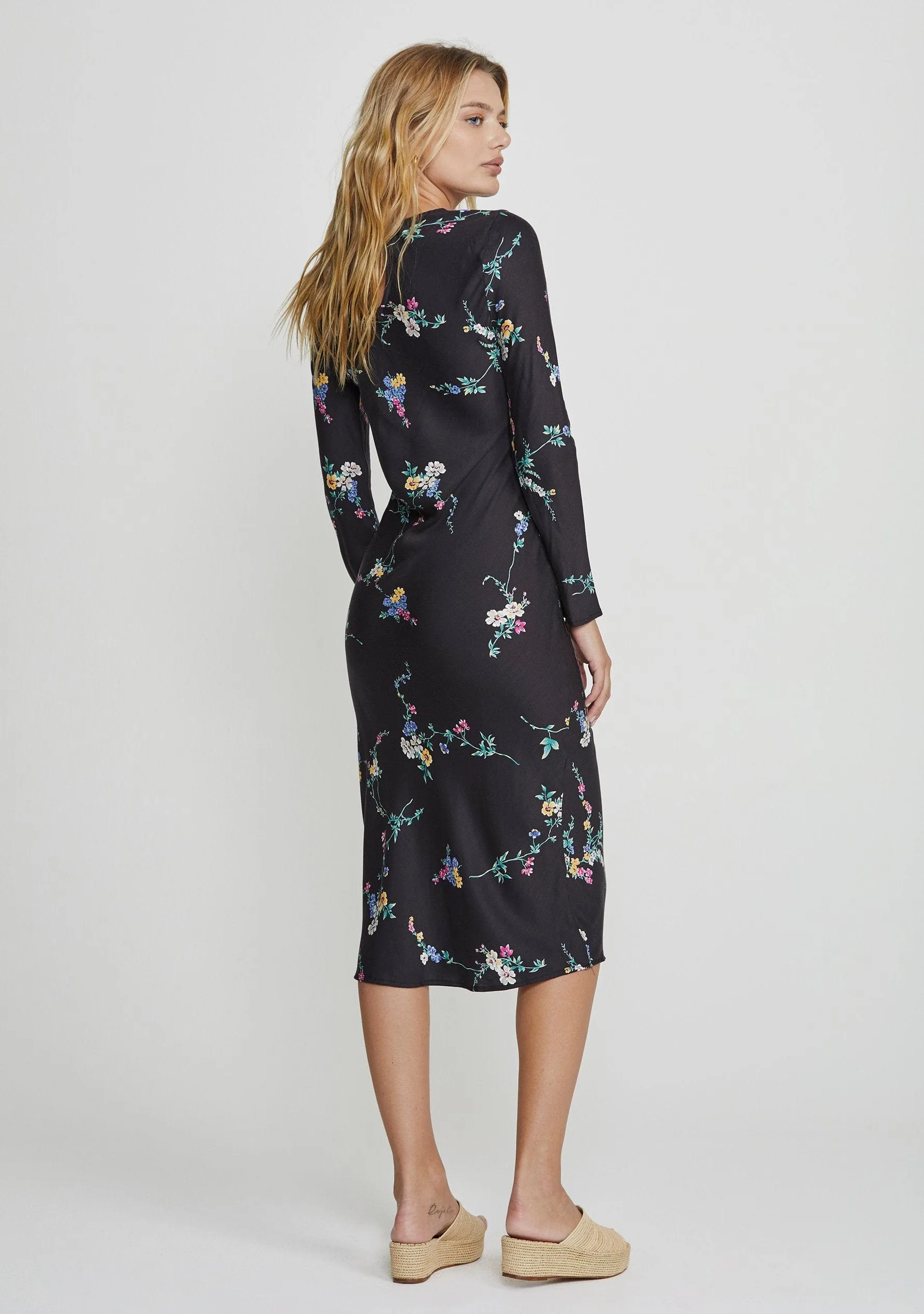 Dawn Spencer Long Sleeve Slip Midi Dress Black - R2 sold by Auguste The Label product image thumbnail 4