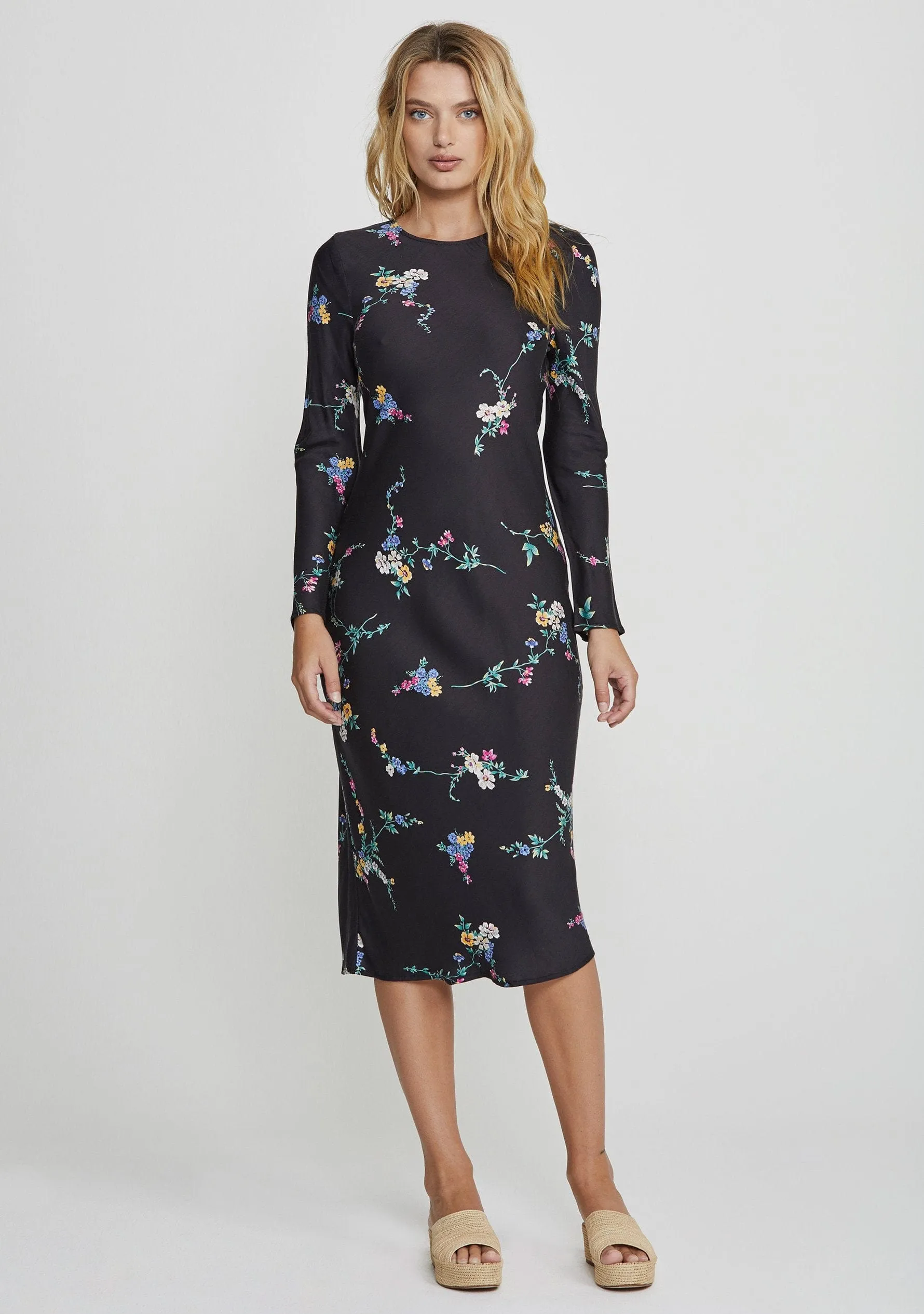 Dawn Spencer Long Sleeve Slip Midi Dress Black - R2 sold by Auguste The Label product image thumbnail 3