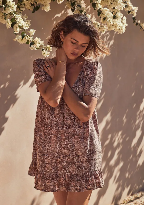 Charmed Otis Mini Dress Brown - R5 sold by Auguste The Label