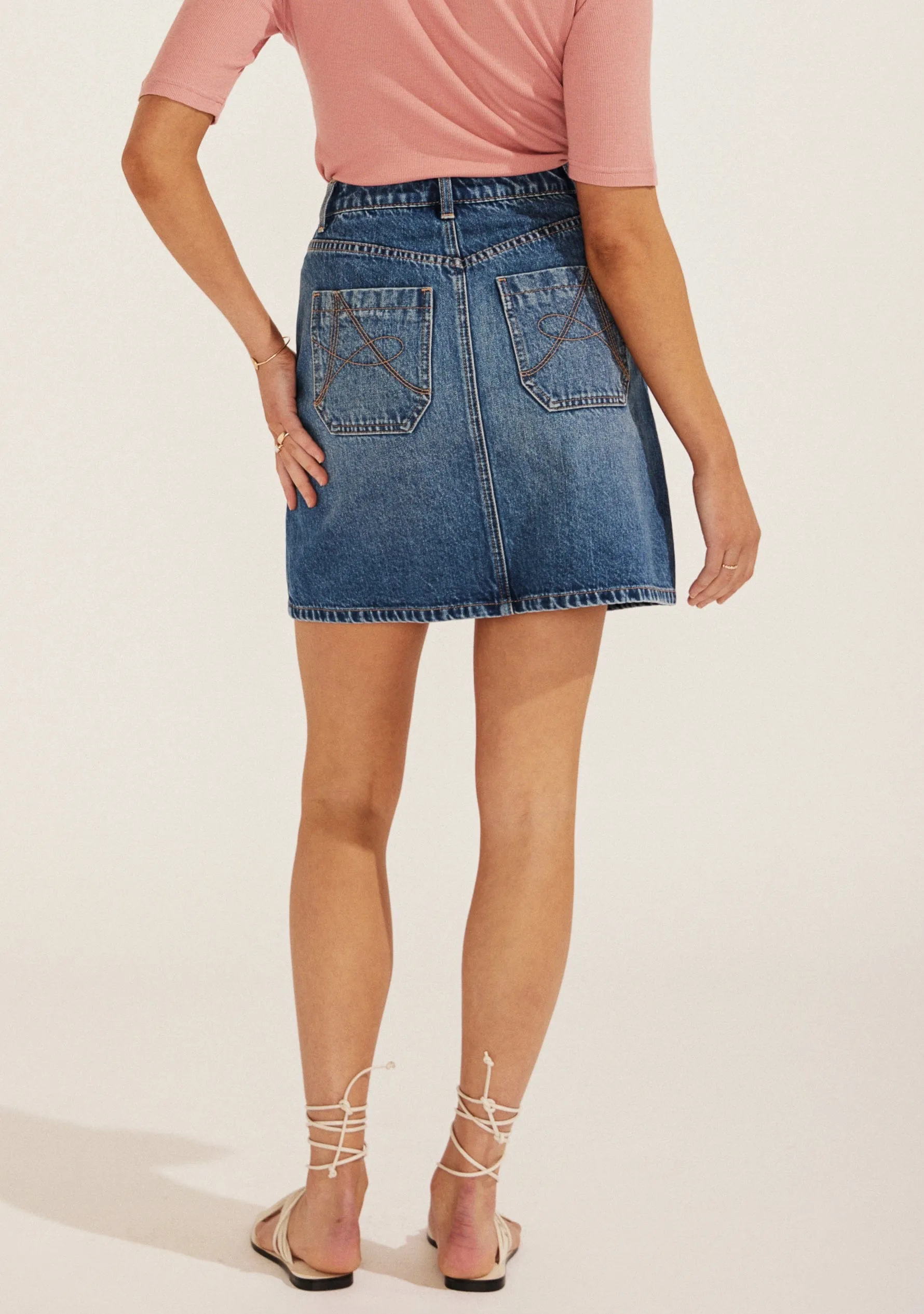 Lily Mini Skirt Washed Blue - T7 sold by Auguste The Label product image thumbnail 4