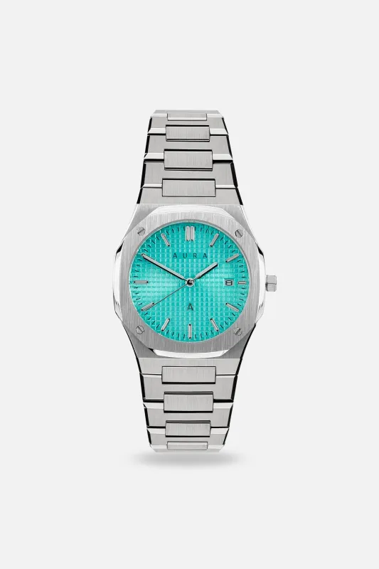Date 004: Steel/Turquoise Unisex sold by Aura