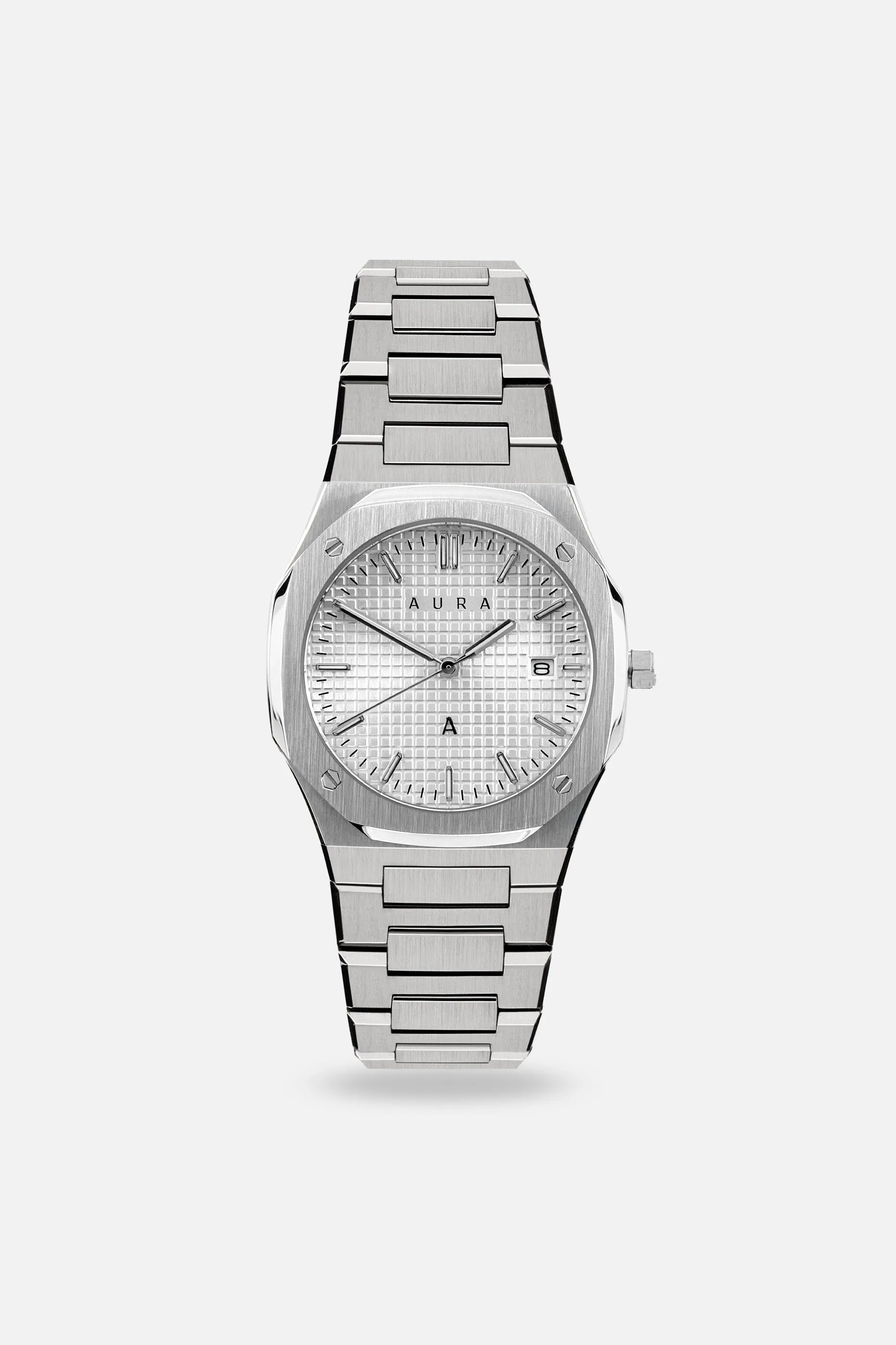 Date 004: Steel/White Unisex sold by Aura