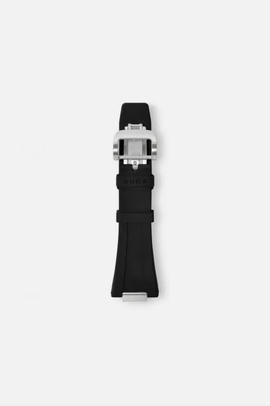 FKM Rubber Strap: Black/Steel sold by Aura