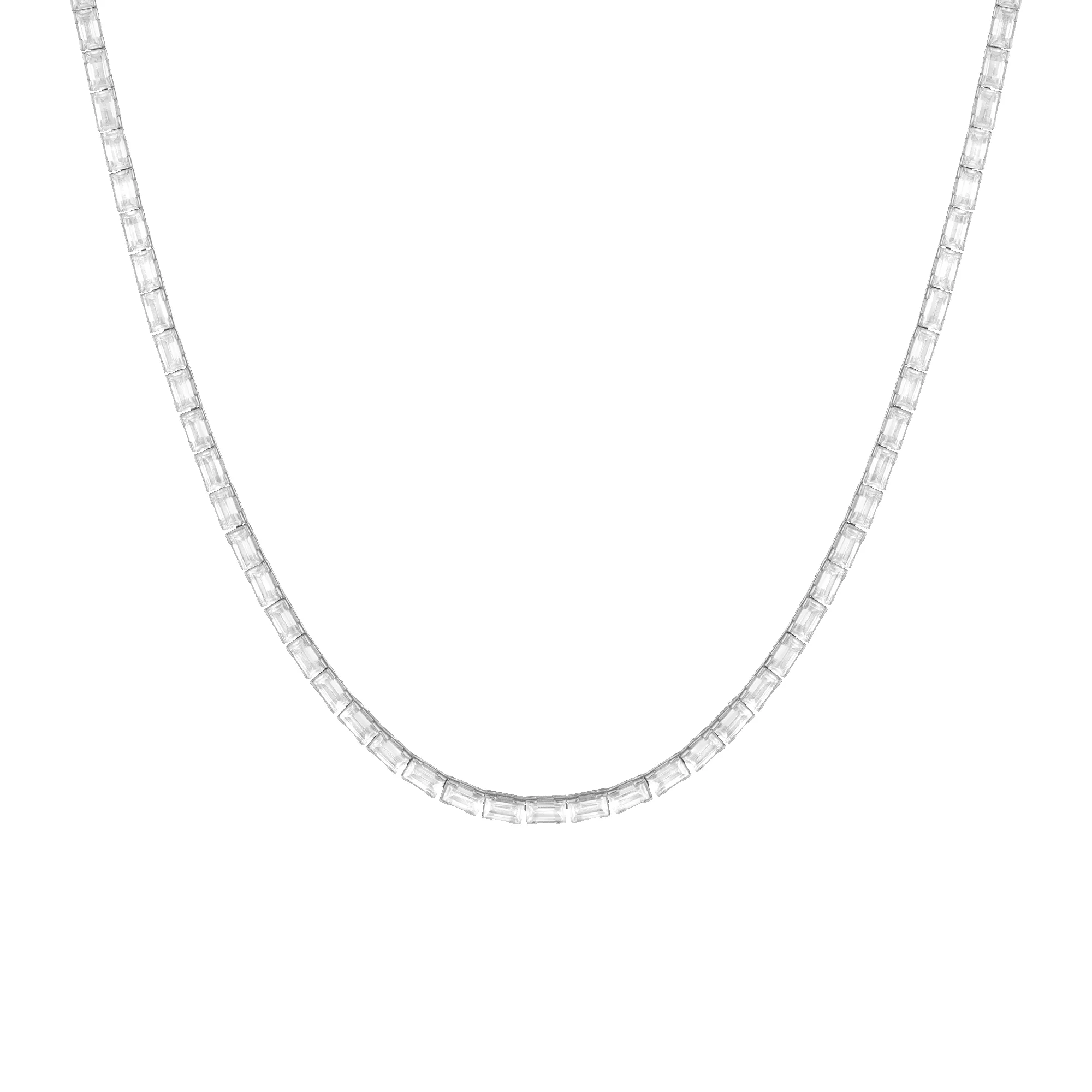 Lab Grown White Sapphire Horizontal Baguette Tennis Necklace sold by Aurate product image thumbnail 5