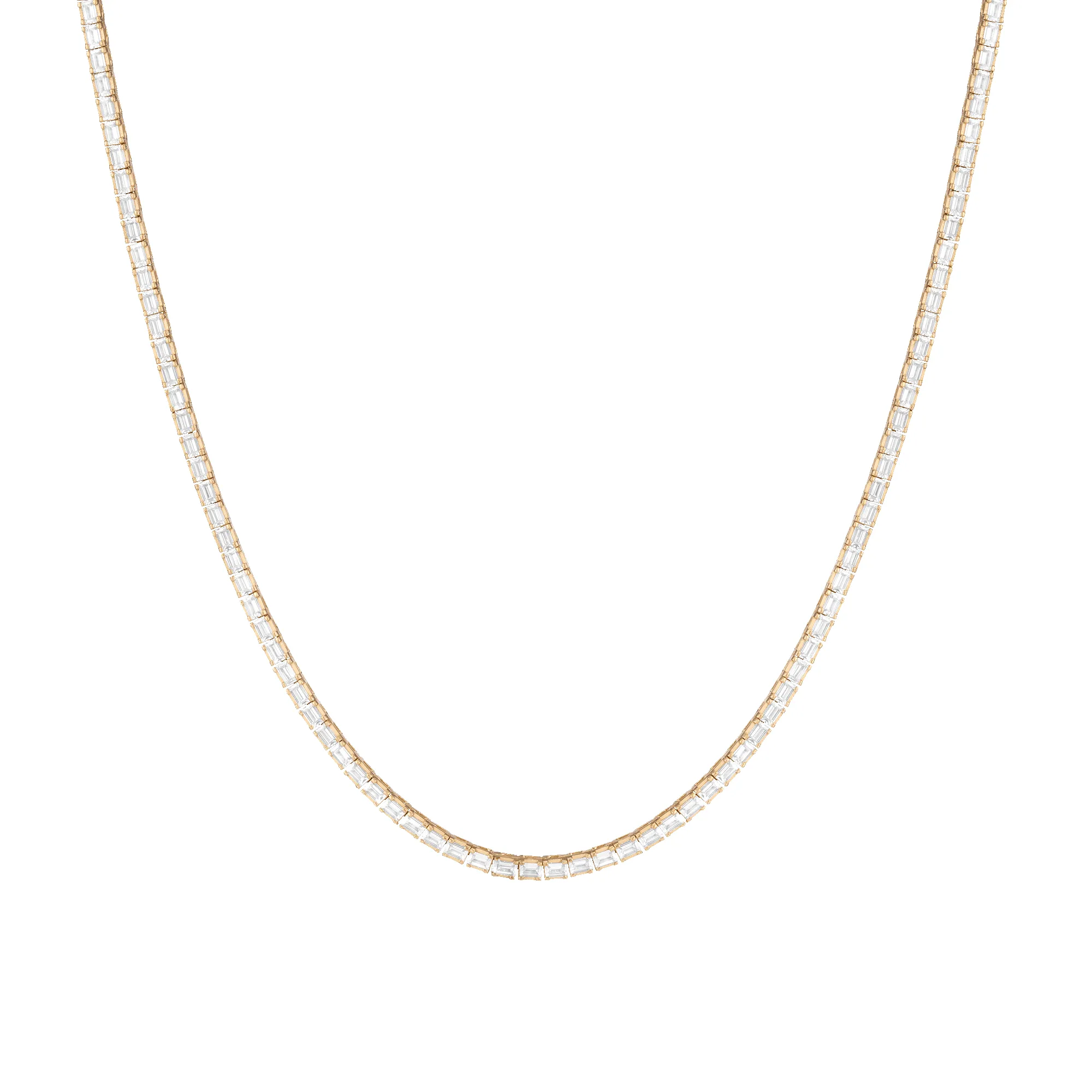 Lab Grown White Sapphire Horizontal Baguette Tennis Necklace sold by Aurate product image thumbnail 2