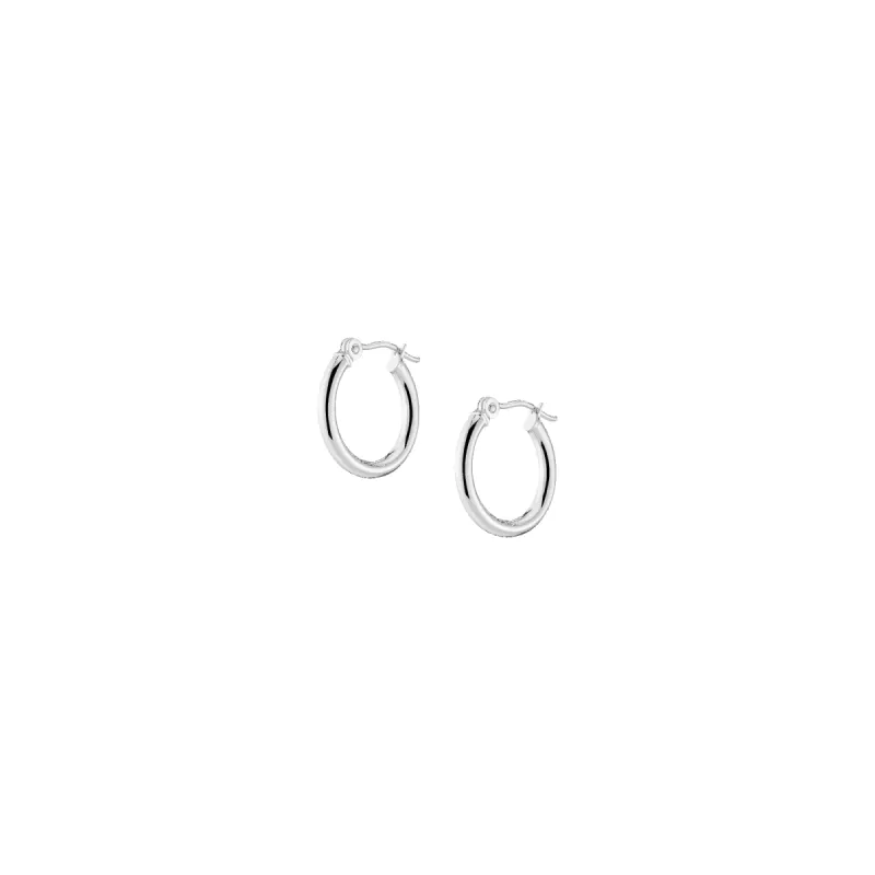 2mm Silver Hoop Earrings - 15mm sold by Aurate
