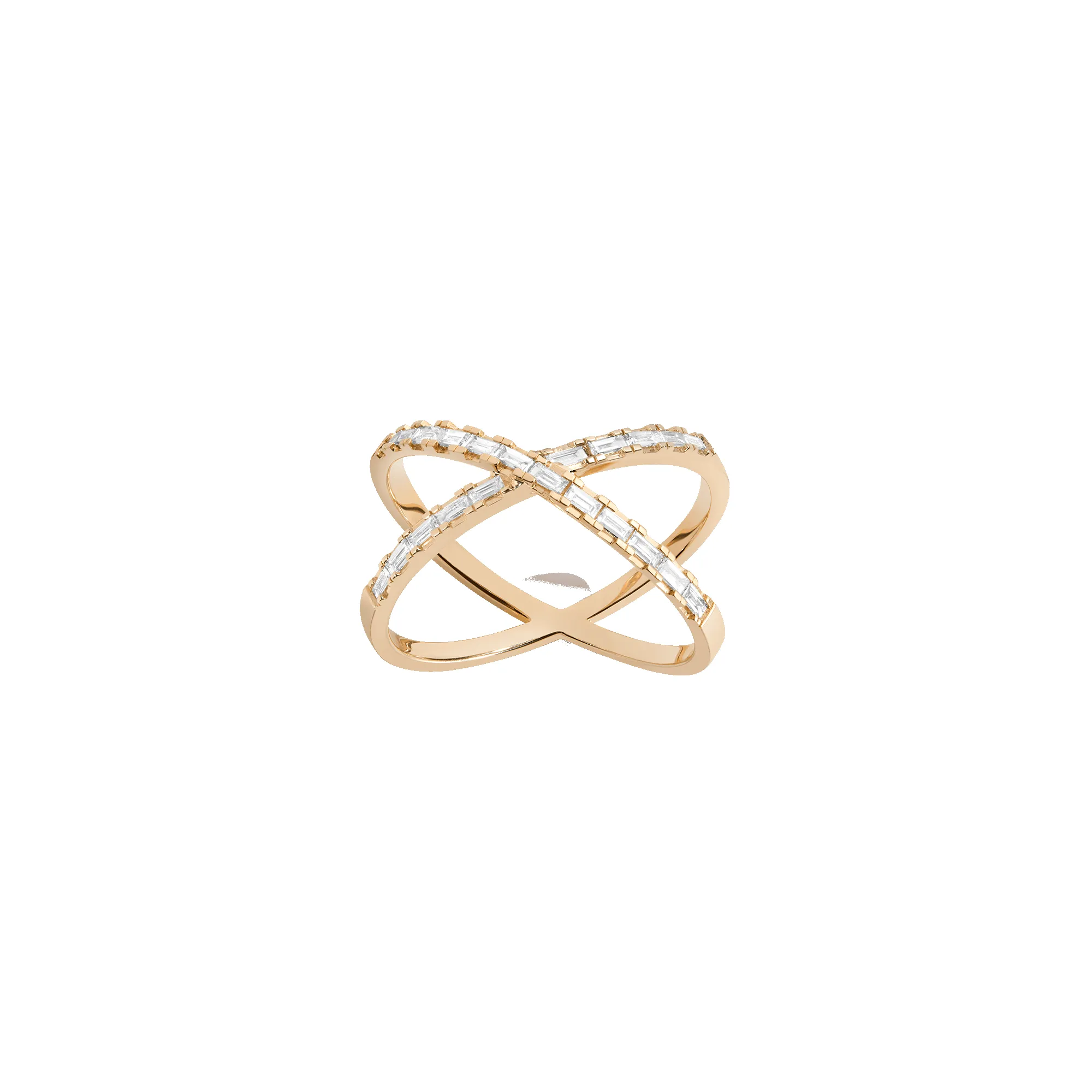 Diamond Baguette X Ring sold by Aurate