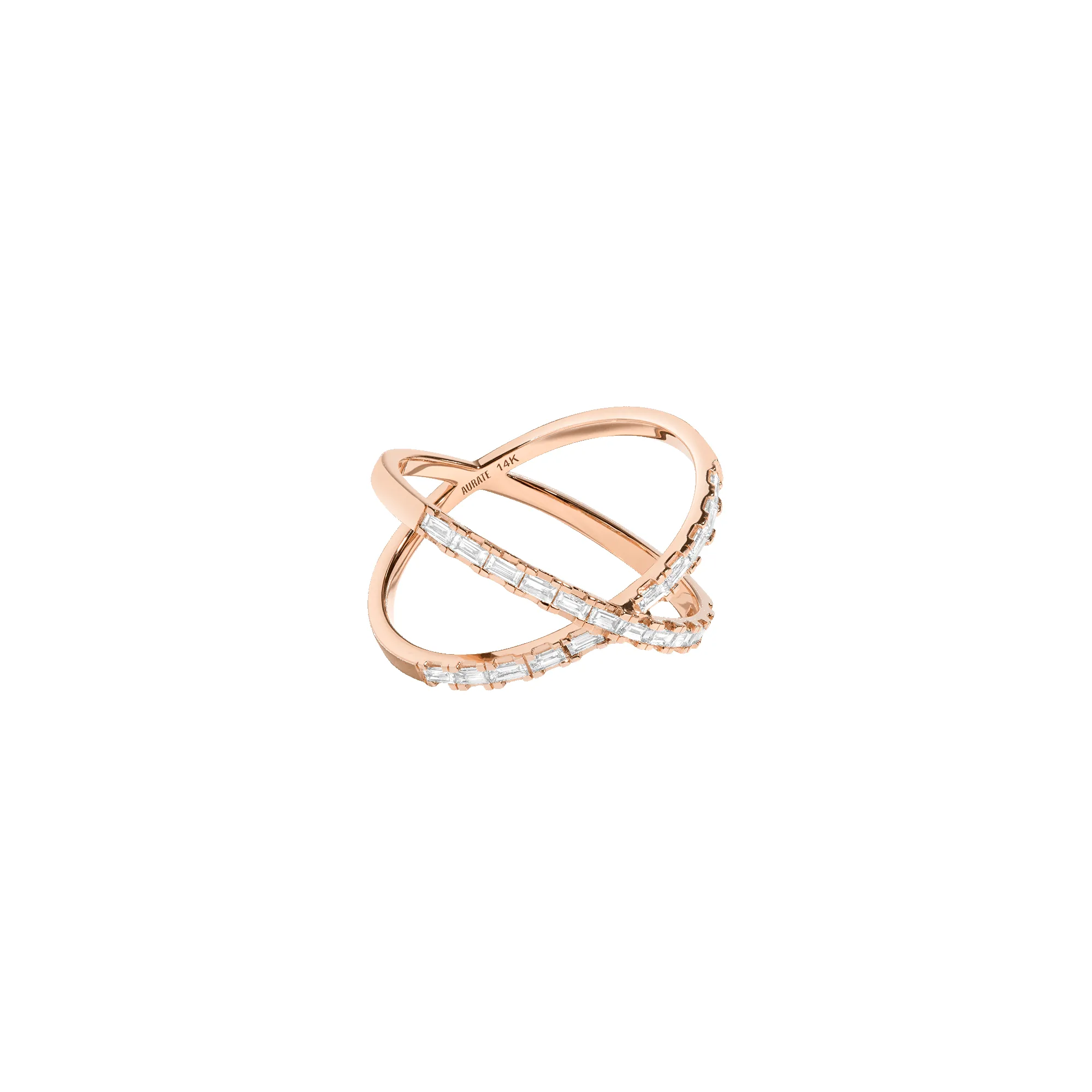 Diamond Baguette X Ring sold by Aurate product image thumbnail 5