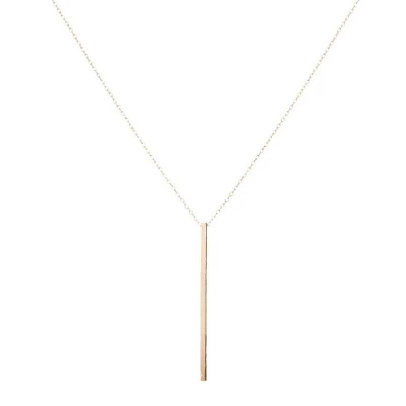 Long Gold Bar Drop Necklace sold by Aurate