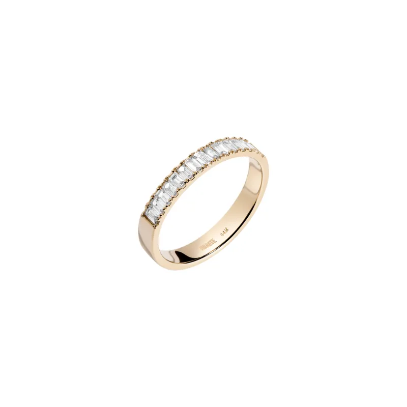 Bold Half Diamond Baguette Ring sold by Aurate