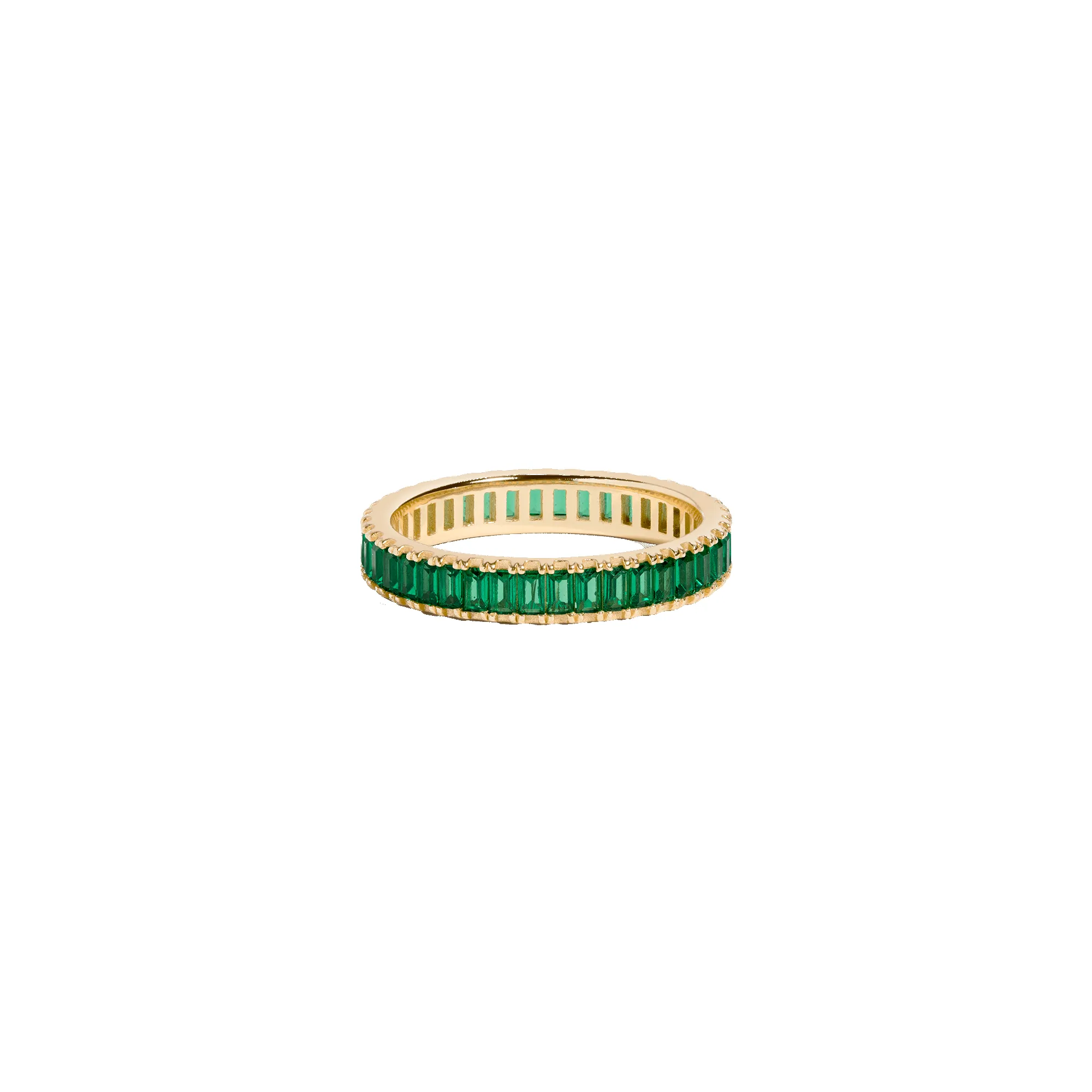 Lab Grown Green Emerald Baguette Eternity Ring sold by Aurate product image thumbnail 4