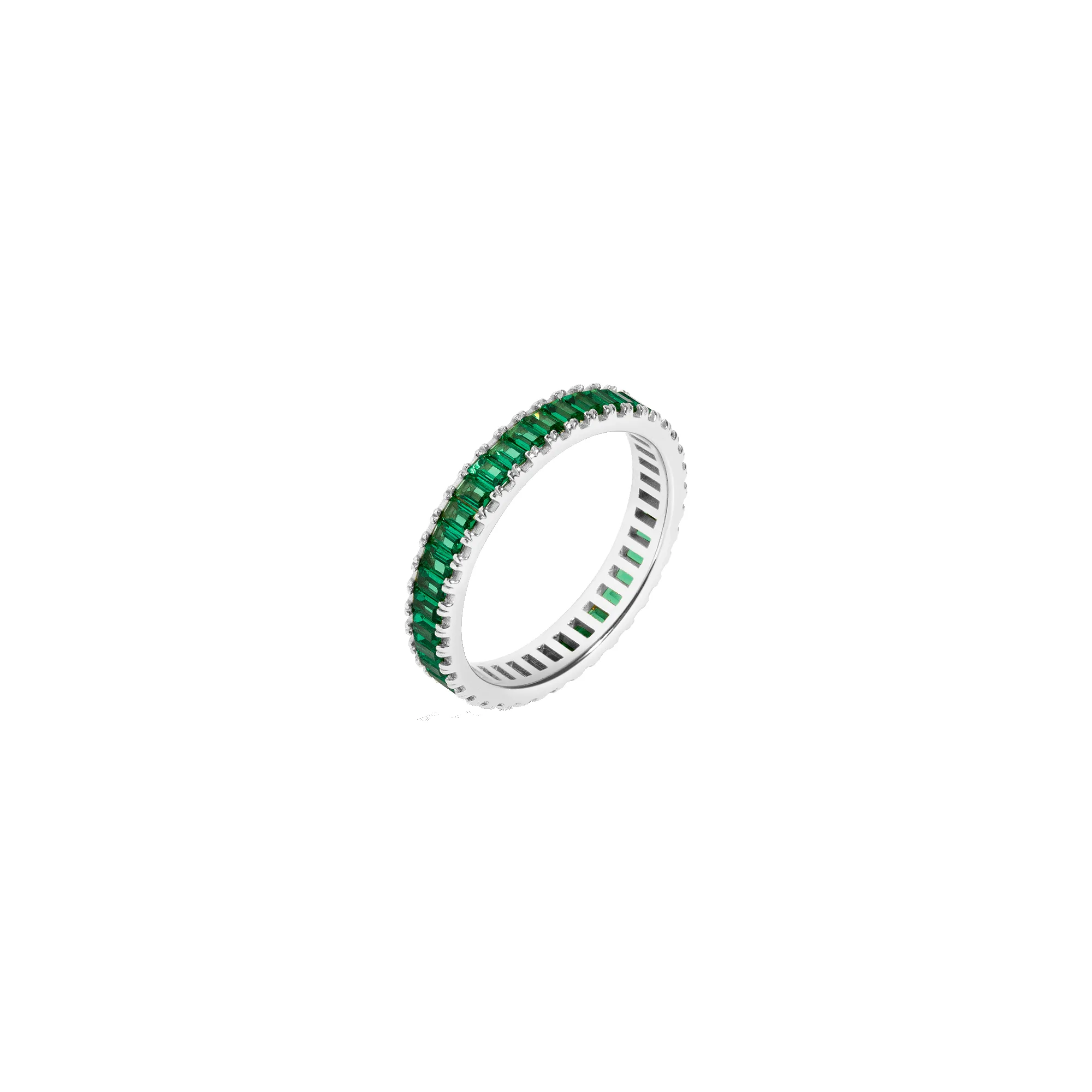 Lab Grown Green Emerald Baguette Eternity Ring sold by Aurate product image thumbnail 3