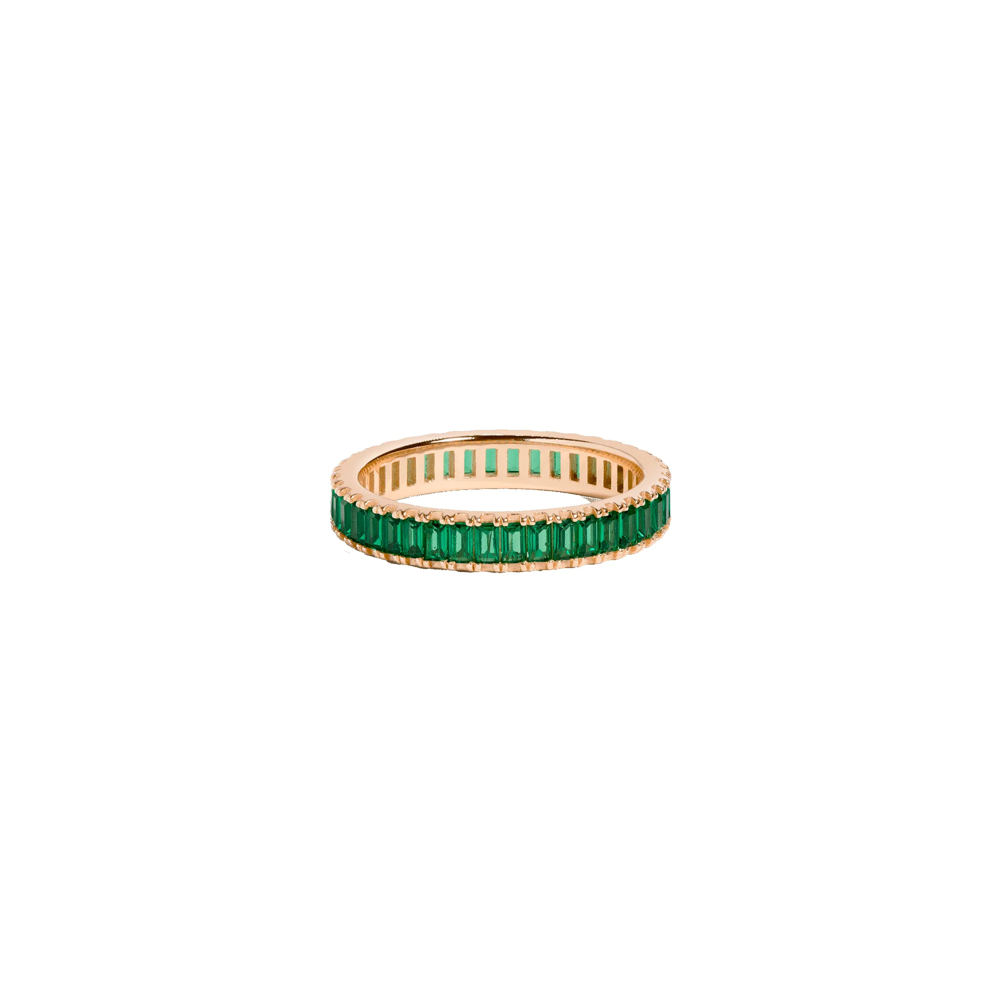 Lab Grown Green Emerald Baguette Eternity Ring sold by Aurate product image thumbnail 5