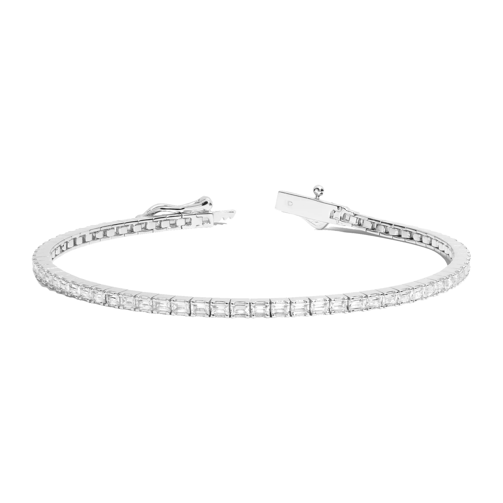 Lab Grown White Sapphire Horizontal Baguette Tennis Bracelet sold by Aurate