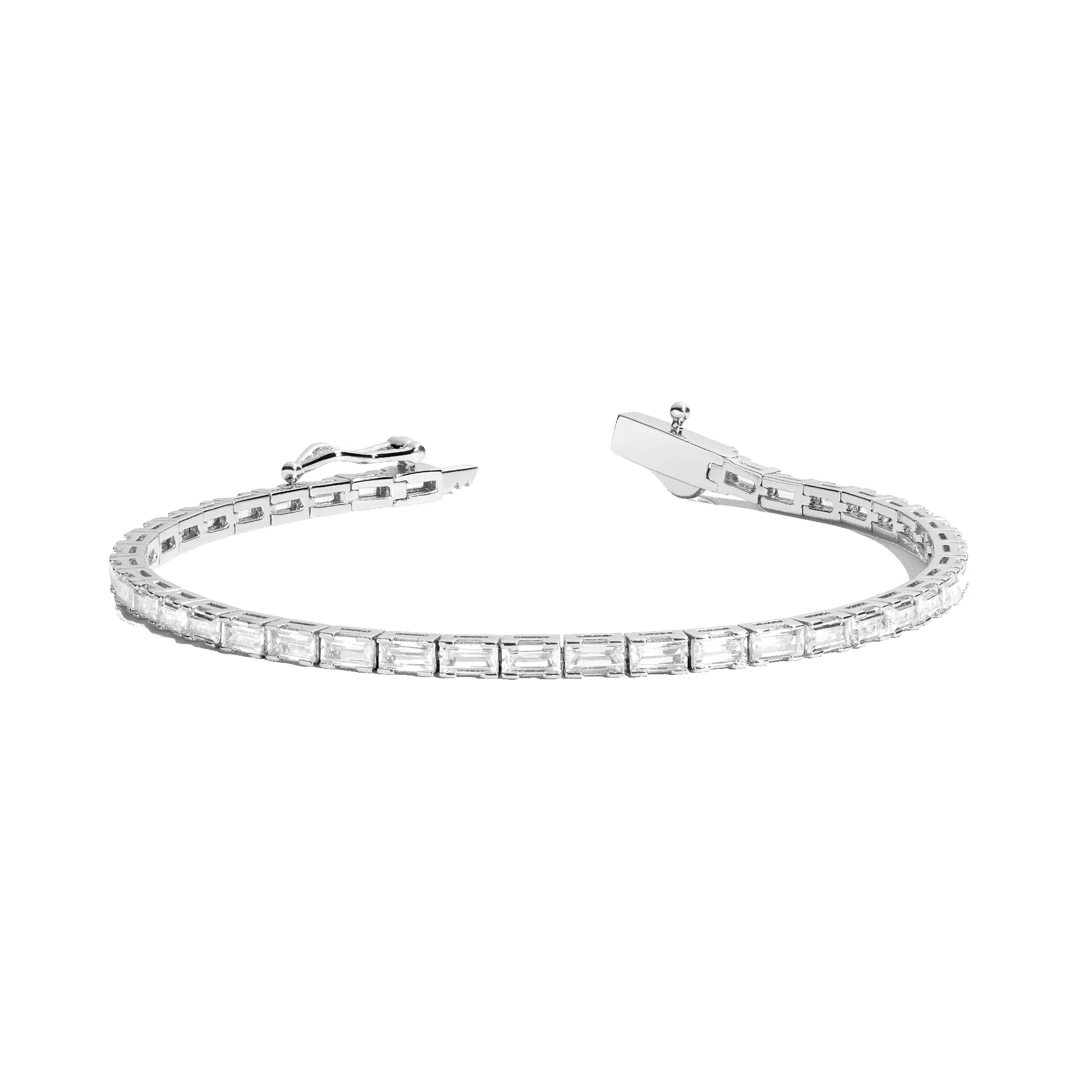 Lab Grown White Sapphire Horizontal Baguette Tennis Bracelet sold by Aurate product image thumbnail 5