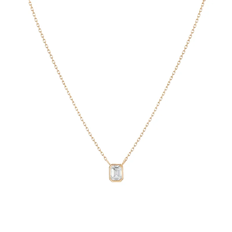 Lab Grown Diamond Emerald Bezel Necklace sold by Aurate
