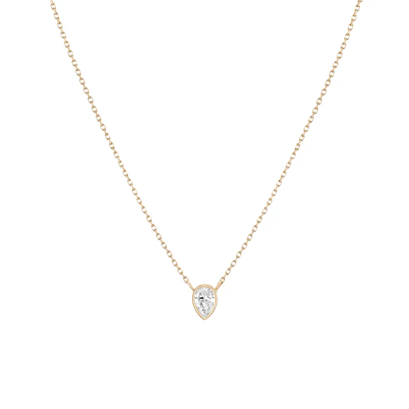 Lab Grown Diamond Pear Bezel Necklace sold by Aurate