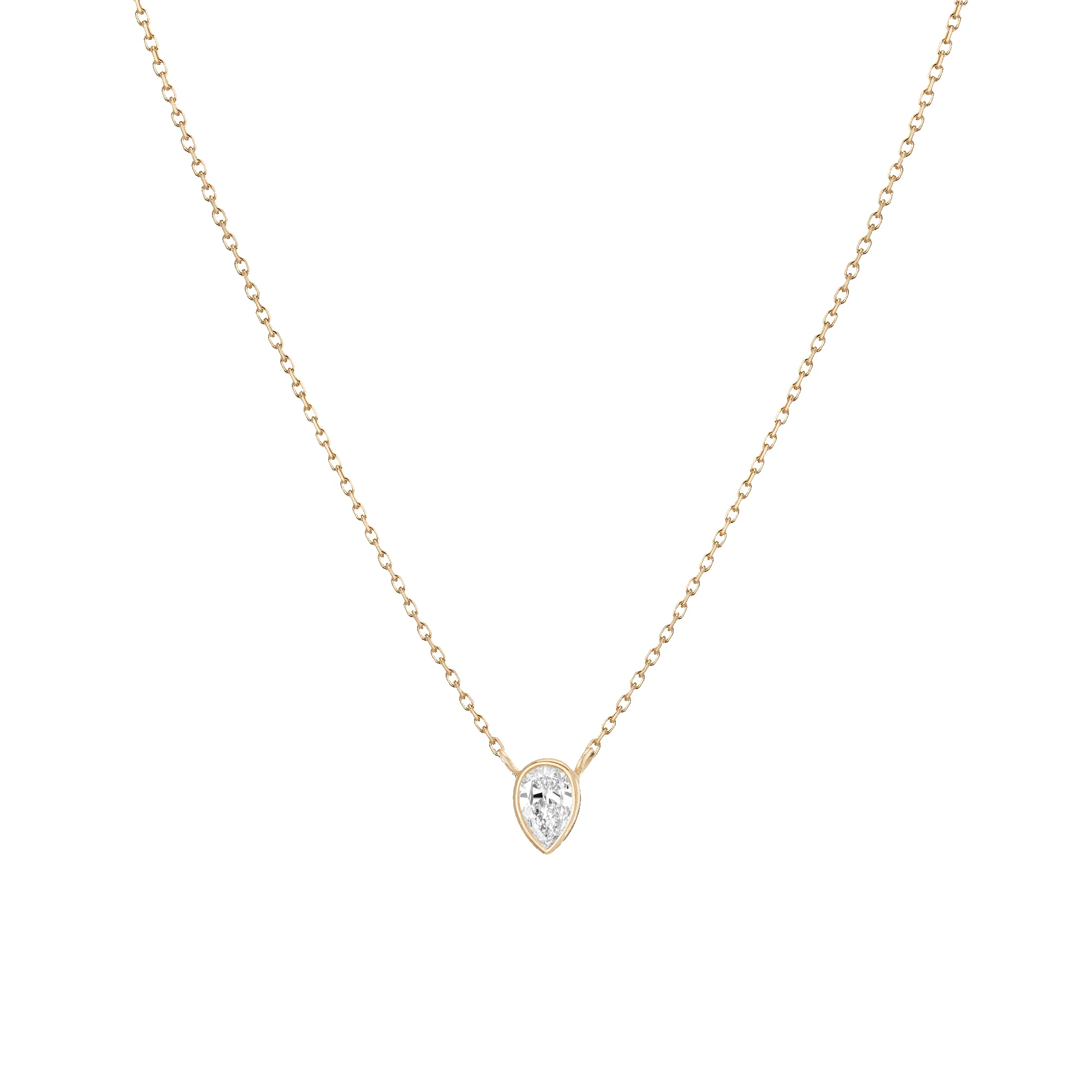 Lab Grown Diamond Pear Bezel Necklace sold by Aurate